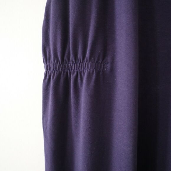 Eileen Fisher Ballet Neck Asymmetric Jersey Dress Purple Ruched Side - Picture 7 of 11